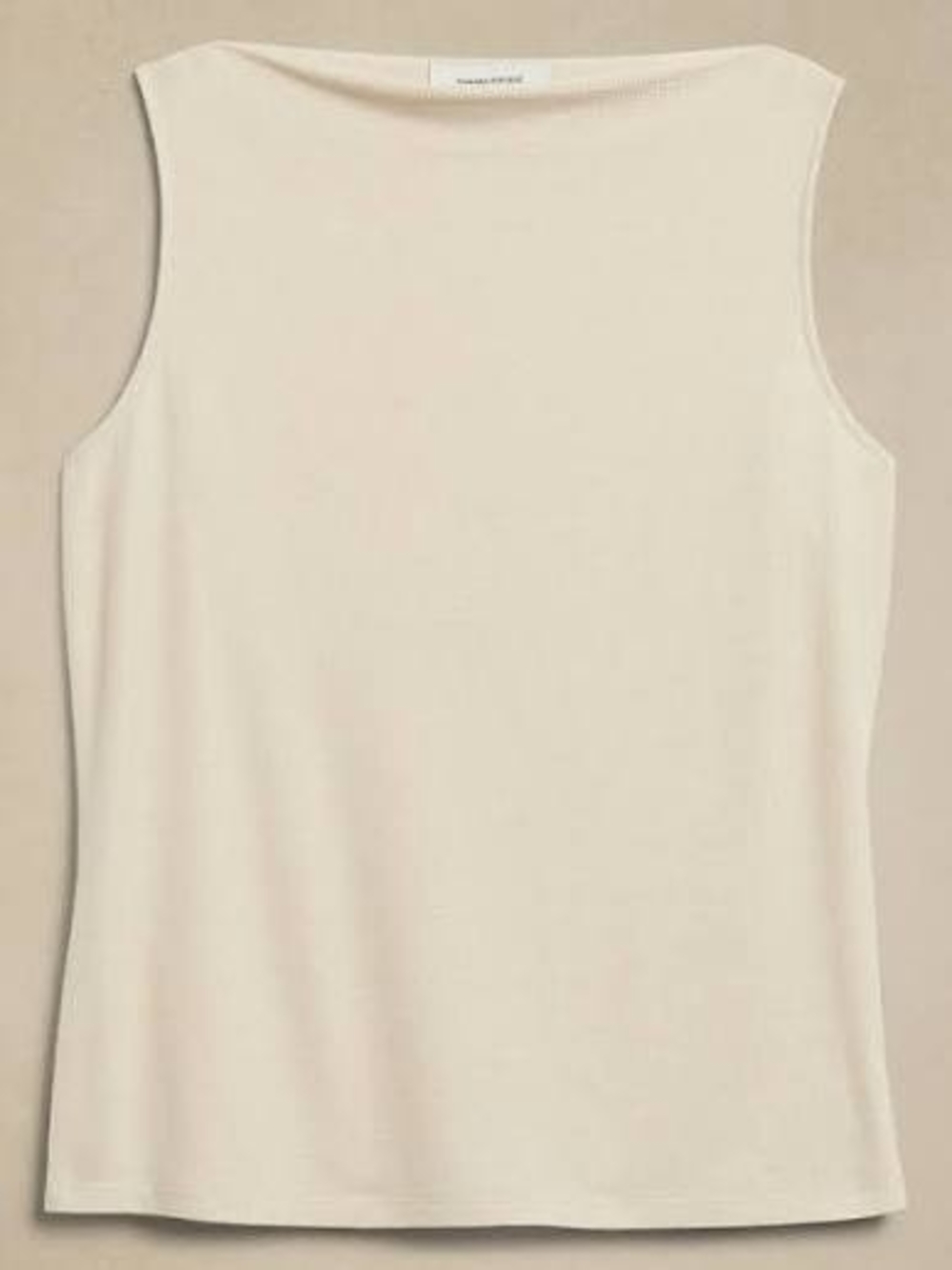 🍌 Banana Republic Shimmer Ribbed Shell | Transition Cream • S